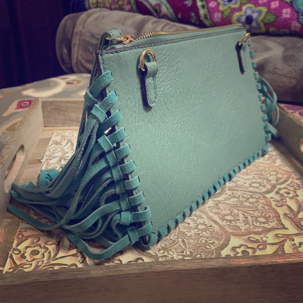 Suede Crossbody purse with Fringe details